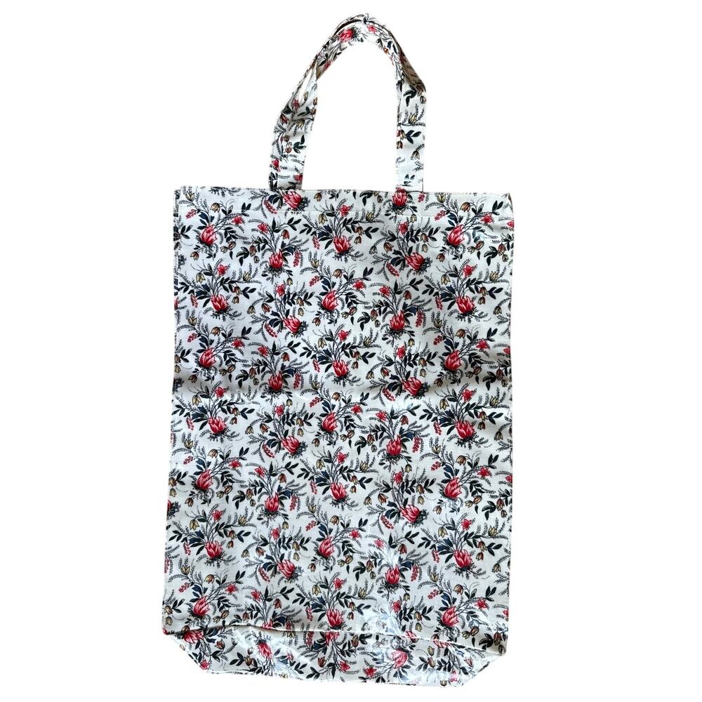 Quarry Bank Mill Coated Cotton Tote Bag in Red Wildflowers